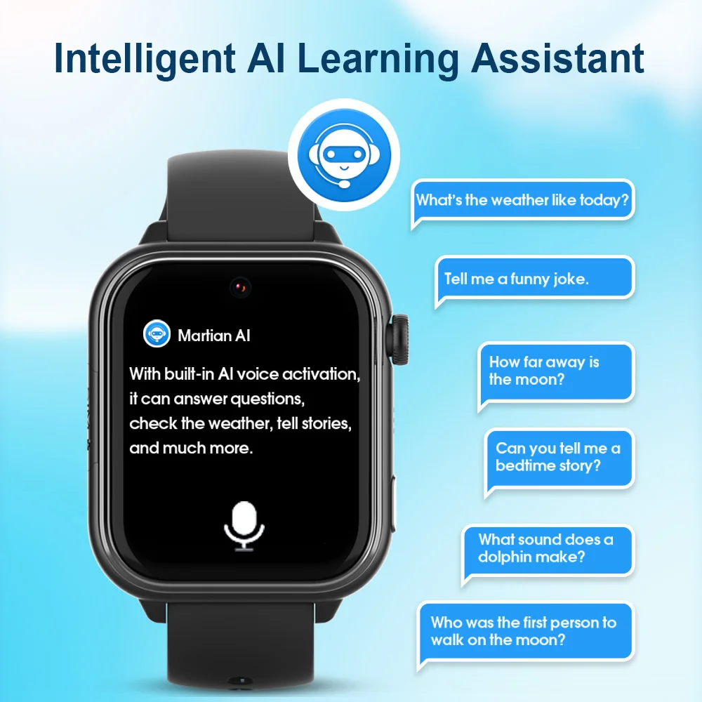 ساعة ذكية للأطفال من Wonlex KT37، مساعد صوت AI، نظام تحديد المواقع، واي فاي، جهاز تعقب الموقع SOS، تنبيه مكالمة فيديو واتساب، ساعة ذكية للأطفال
