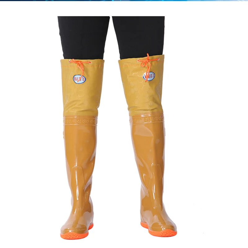 Lace-up Flat Fishing Boots Foldable Beach Boots over the Knee Knee-High Rain Boots