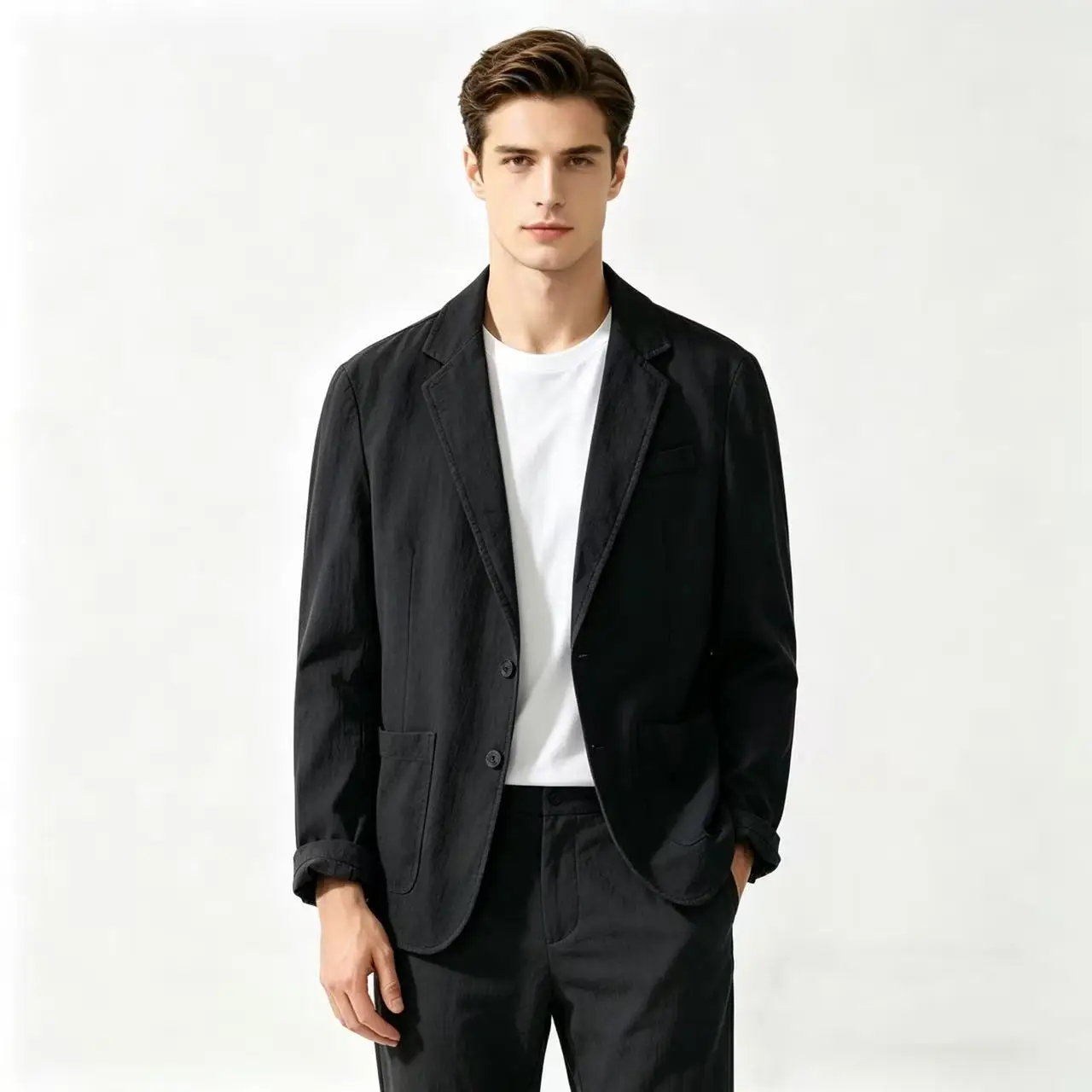

Cotton (pure) Blazer for Men, Fashionable for Outdoor Travel, Wedding Hosting, Slim-fit for Casual Wear, Korean Style Blazer
