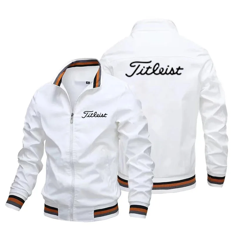 

Men's Lightweight Striped Polo-Style Bomber Jacket Zip-Up Casual Rib Trim Windbreaker Fashionable Daily Wear