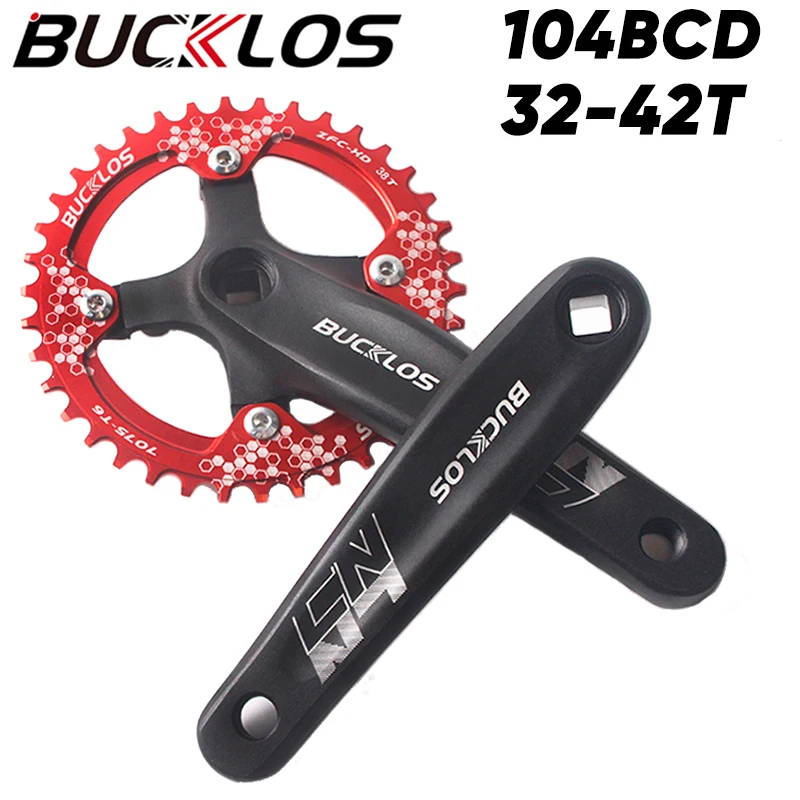 BUCKLOS MTB Crankset Bicycle 170MM Crank 32/34/36/38T Chainring Bike Crankset for 8/9/10/11 Speed Chain Bicycle Accessories