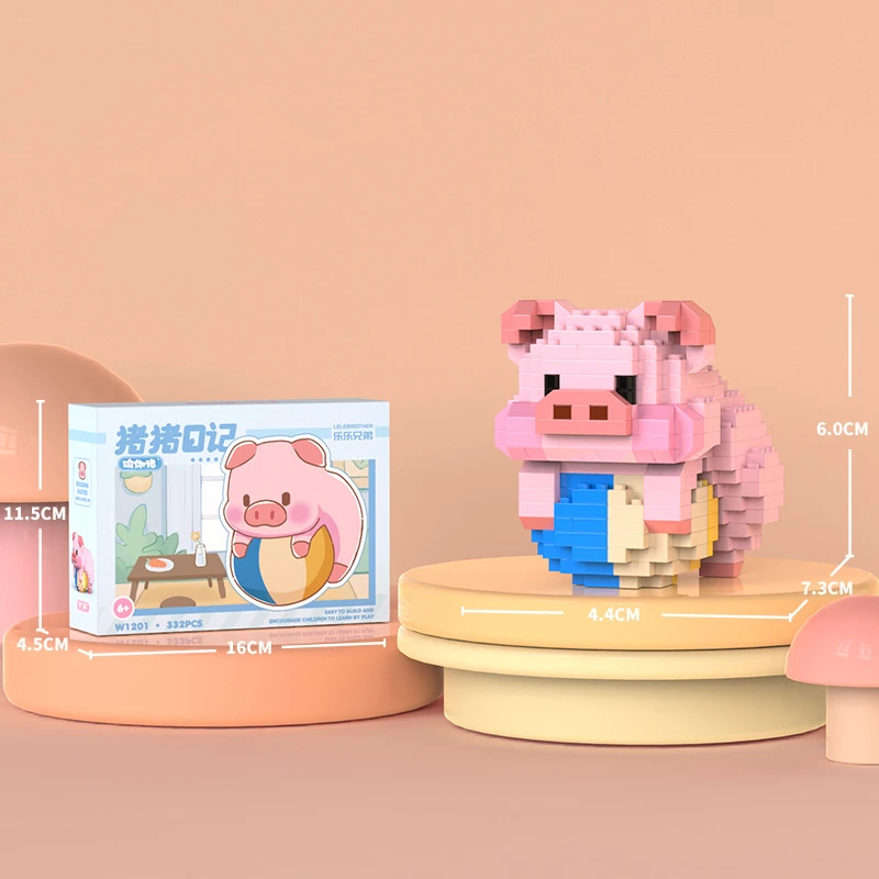 Creative Cute Pig Cartoon Doll Small Particle Building Block Toy Children Girls Gift Assembled Puzzle Model