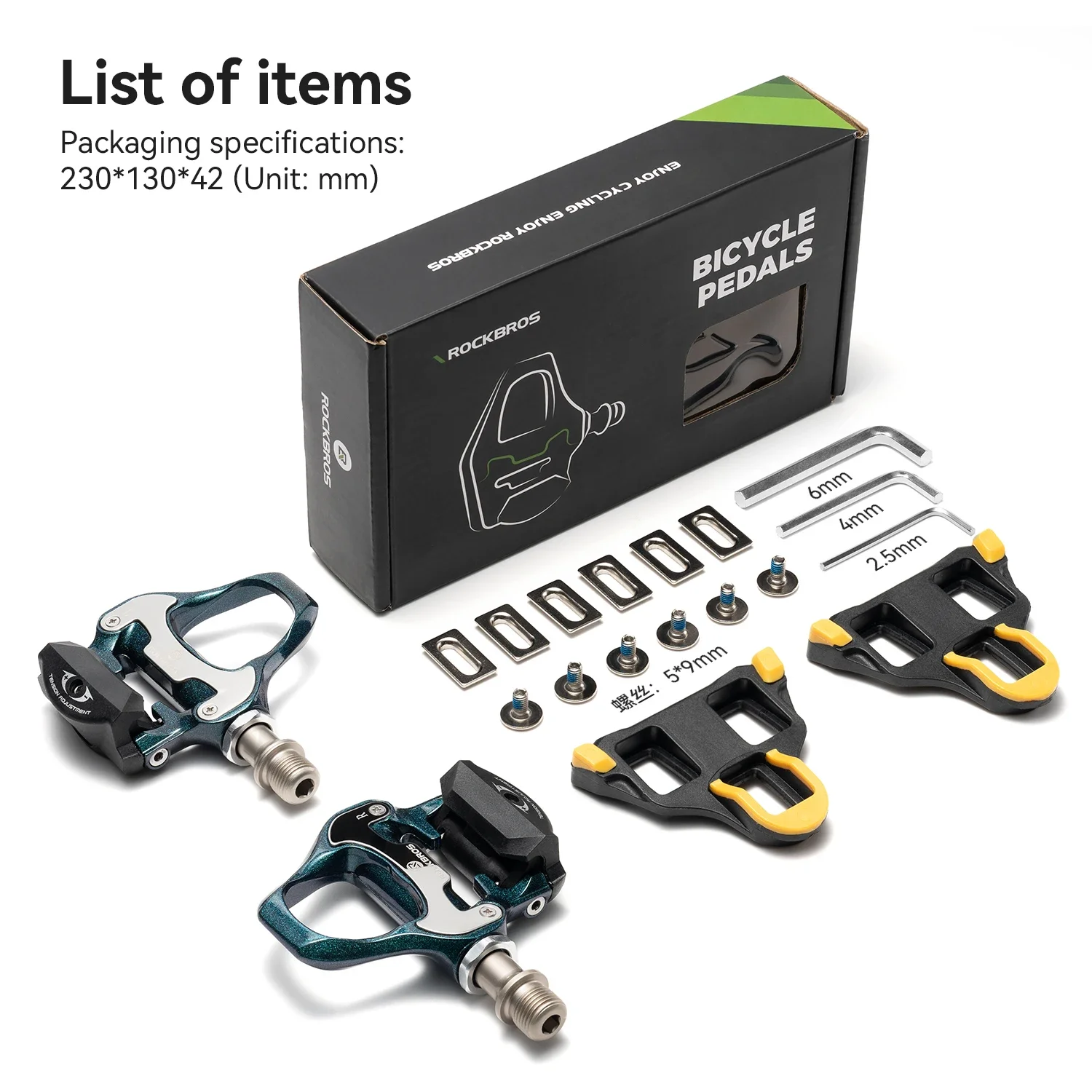 

ROCKBROS BIKE PEDALS Flat cleat platform locking pedal SPD Aluminum with locking plate Bicycle locking pedal Anti-skid lock MTB