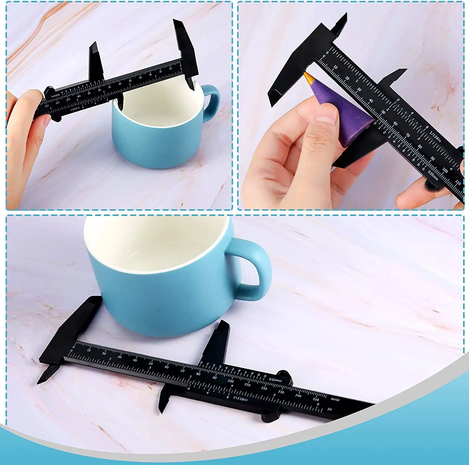 Portable 150MM Plastic Eyebrow Measuring Vernier Caliper Tattoo Caliper Ruler Plastic Permanent Makeup Measurement Tools