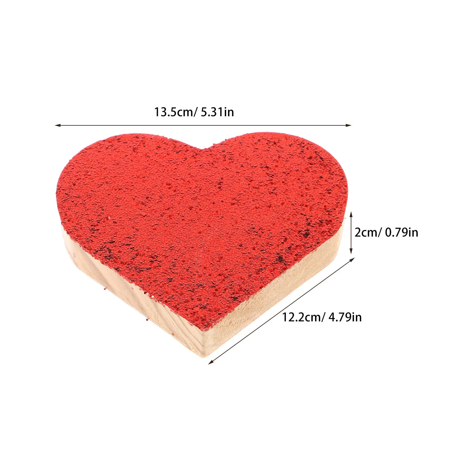 5Pcs Sequin Wood Heart Slices Valentine's Day Decor Hand-Polished Glitter Cutout Love Ornaments for DIY Crafts Mantel Bookshelf