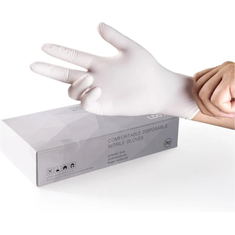 20/50/100PCS White Nitrile Gloves Disposable Latex Powder Free Household Cleaning Gloves for Beauty Salon Working Kitchen Gloves