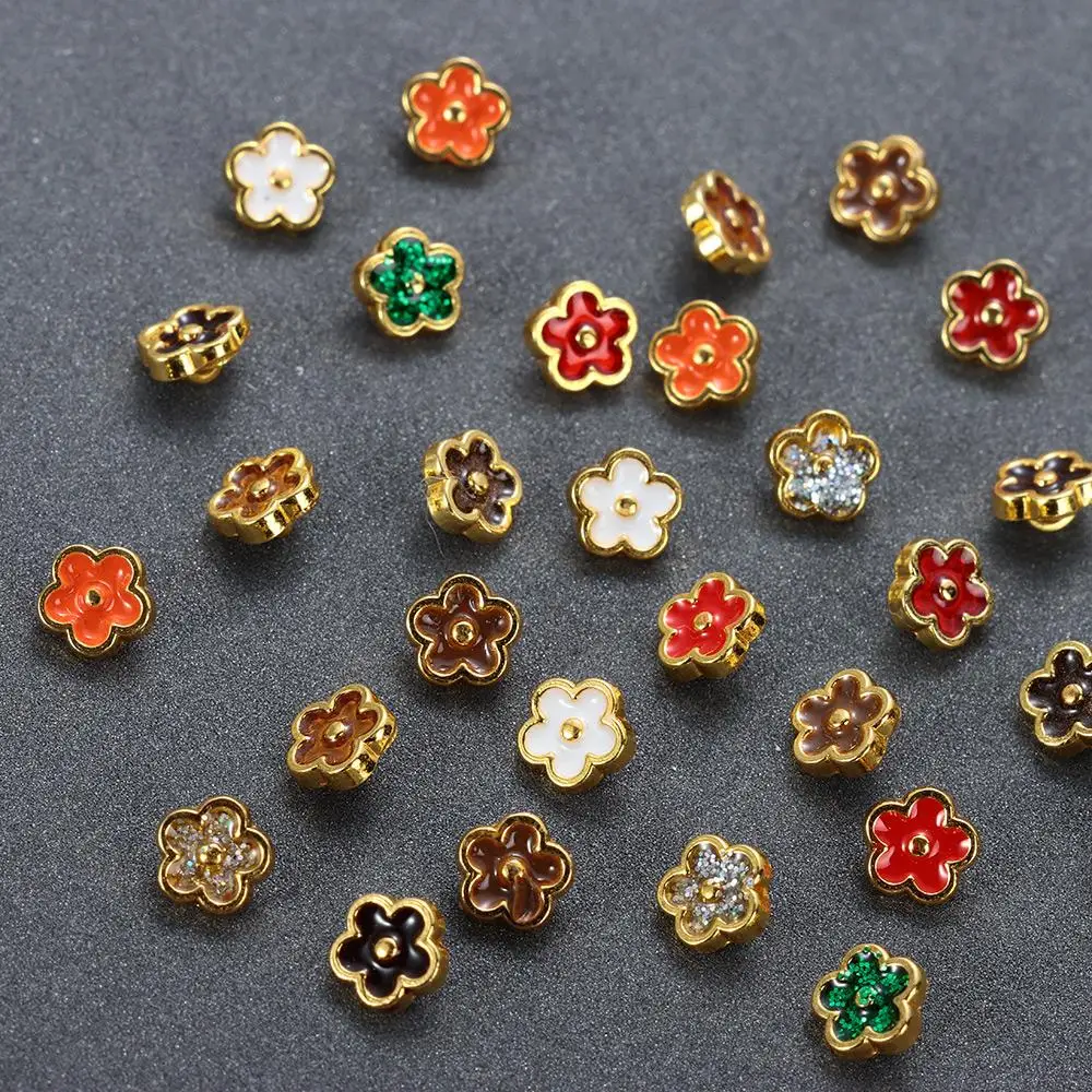 20pcs 5.5mm Doll Clothes Flower Buckles DIY Doll Clothes Mini Cartoon Buttons 10 Colors Metal Buckles For 1/6 Doll Clothing