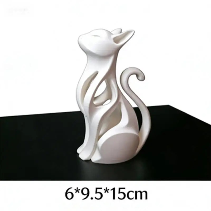 Elegante moderne sitzende Katzen-3D-Druckskulptur, minimalistisches Wohndekor-Ornament, kreatives Geschenk für Liebhaber. – Detail 1