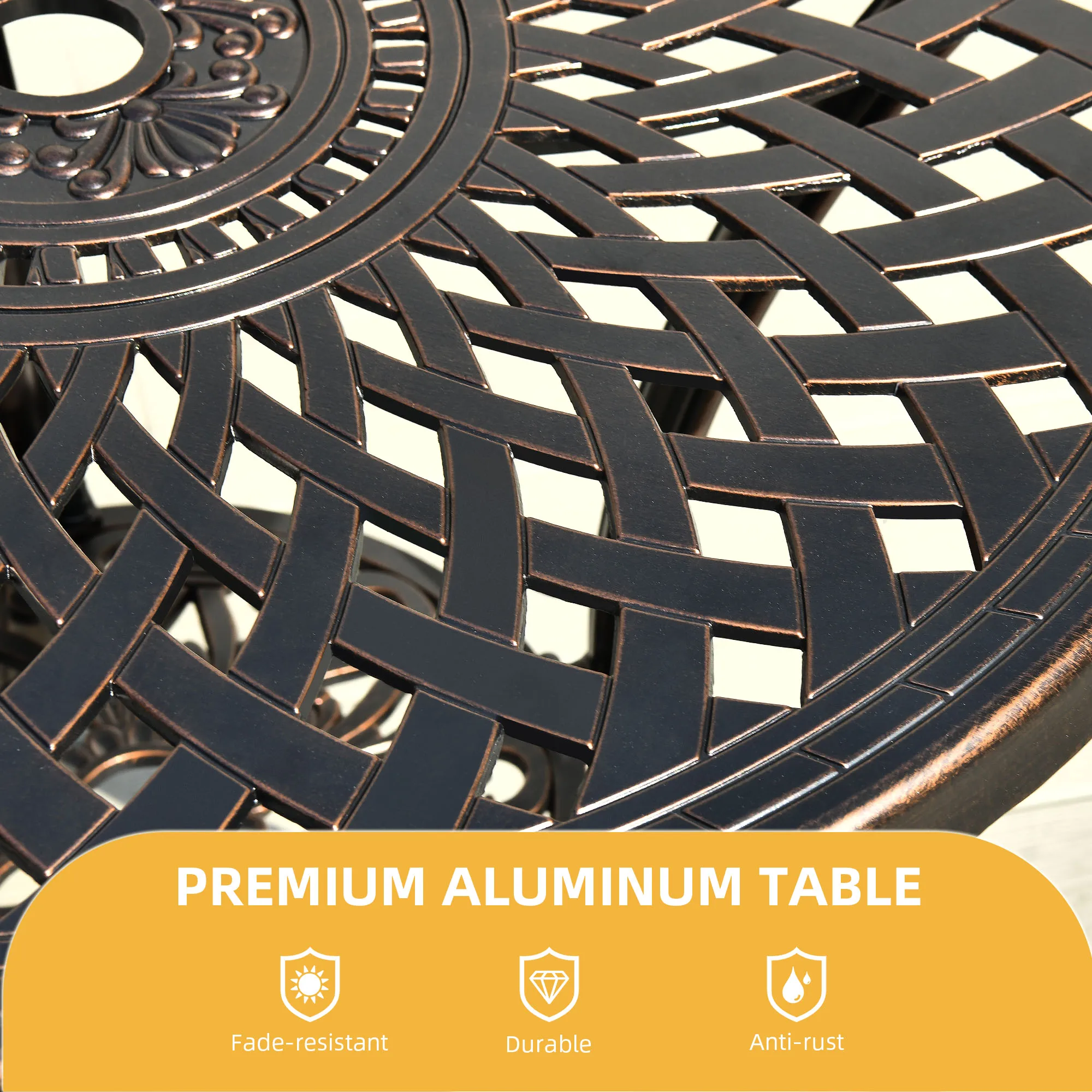 Aluminium Tafel Patio Bistro Ronde Tafel Tuinmeubilair Zwaar Zwart