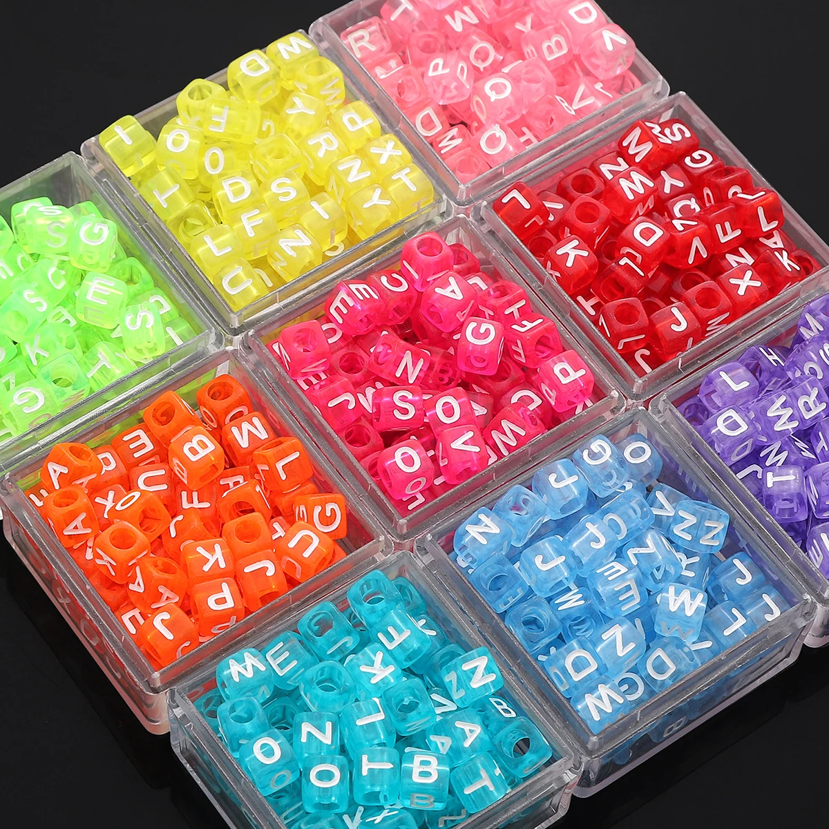 5x5/6x6mm Square Alphabet Acrylic Beads - 2/4mm Hole Size for Professional Jewelry Making & DIY Crafts (200/100pcs Pack)