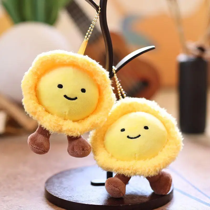 

[JT]1 Pc Lovely Soft Fried Egg & Egg Tart Plush Keychain Cute Sun Doll Pendant for Home Decoration Holiday Kids Gift
