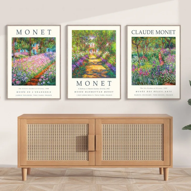 Claude Monet Exhibition Poster Prints Abstract Retro Scenery Wall Art Canvas Painting Nordic Wall Pictures for Room Home Decor