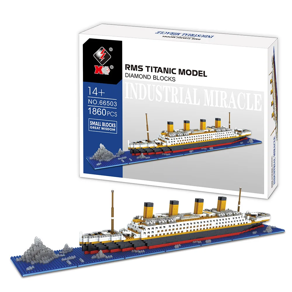 

1860pcs Titanic Model Micro BlockC reative Luxury Cruise Ship Set City Series DIY Boat Building Blocks Bricks Toys For Children