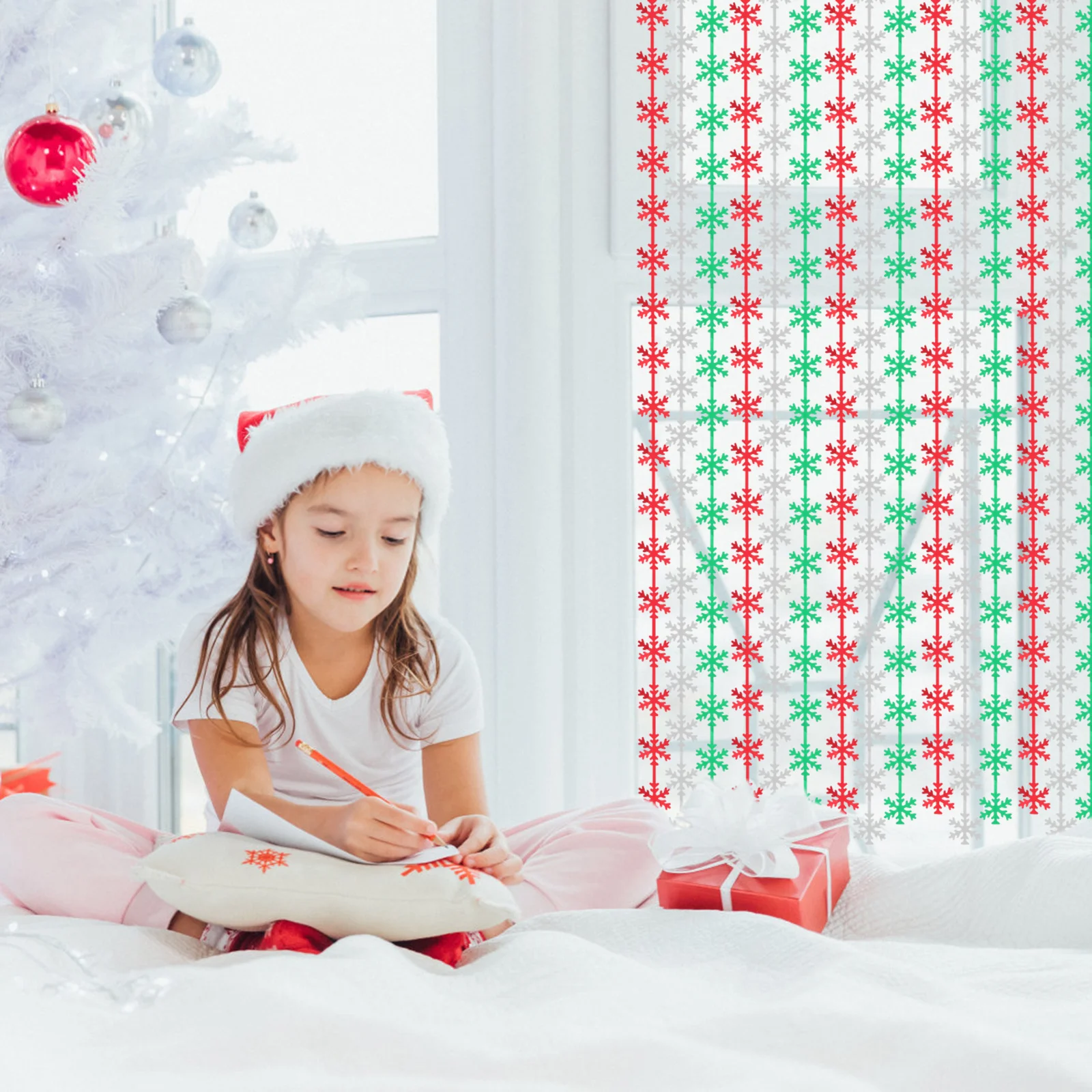 

Fringe Curtain with Snowflake Design 3M Christmas Party Decoration for Door Window Ceiling Holiday Backdrop Decor