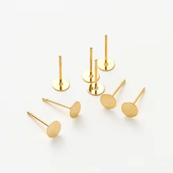 50Pcs 3/4/5mm 14K/18K 골드 도금 황동 라운드 스터드 귀걸이 핀 DIY 쥬얼리에 대한 고품질 용품 액세서리 만들기