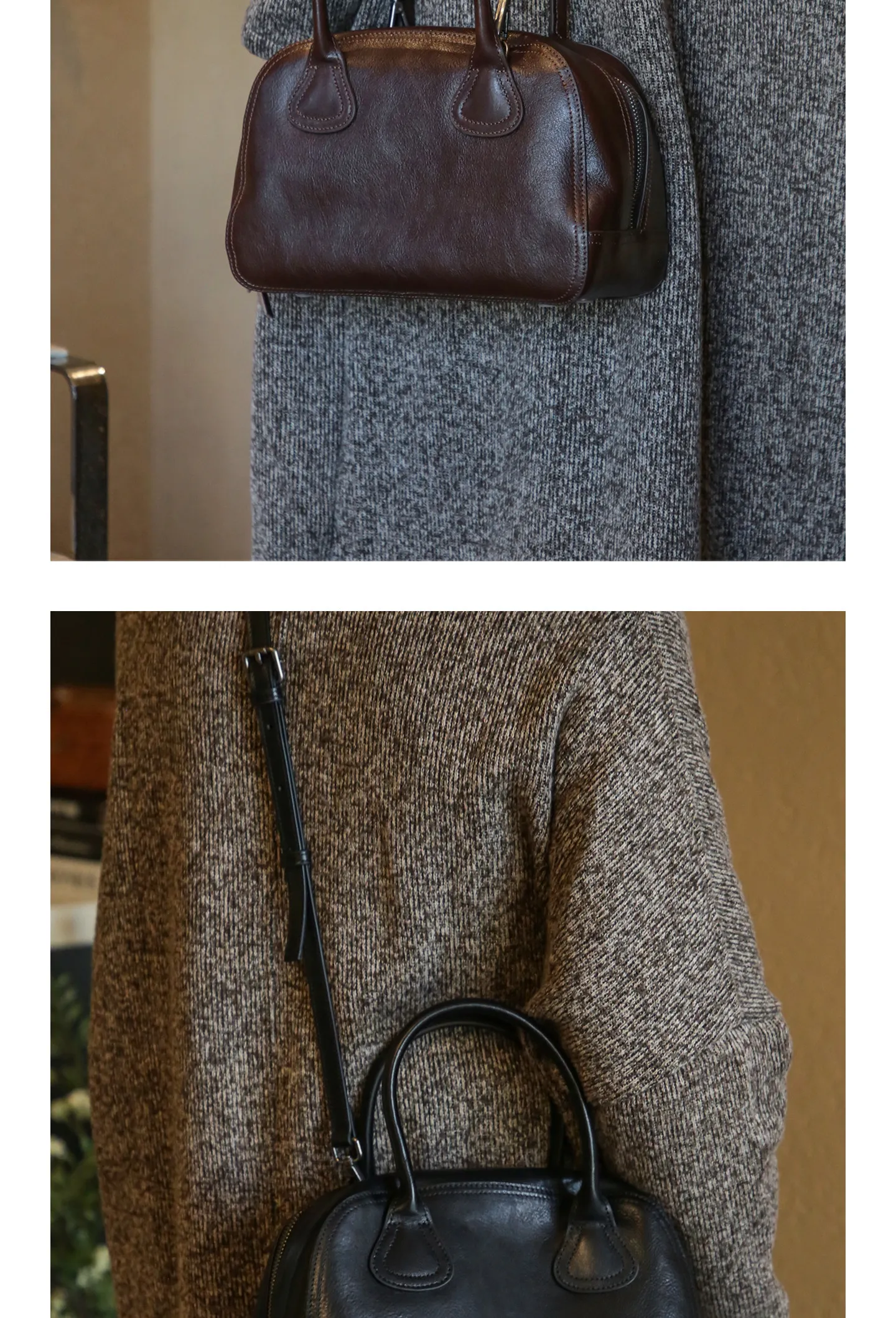 PNDME Vintage handgefertigte, pflanzlich gegerbte Rindsleder-Damenhandtasche, modische Designer-Luxus-Umhängetasche aus echtem Leder. – Detail 14