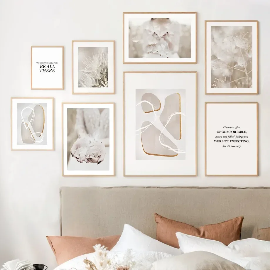 Affiches de citation de plante de figurine nordique de fleur blanche, peinture sur toile imprimée d'art mural pour salon, décoration de maison moderne