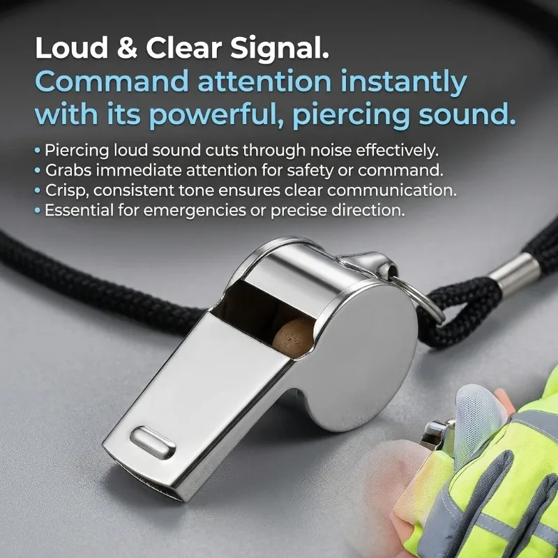 5PCS Loud Metal Whistle Professional With Rope Sport Whistle Wear Resistant Portable Stainless Steel Whistles Referee