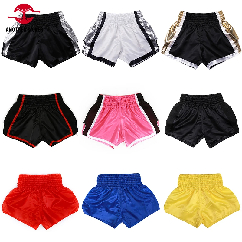 

Muay Thai Plain Kick Bo Shorts Men Women Kids Kickbo Pants Solid Blank Martial Arts Grappg Cage Fight Trun