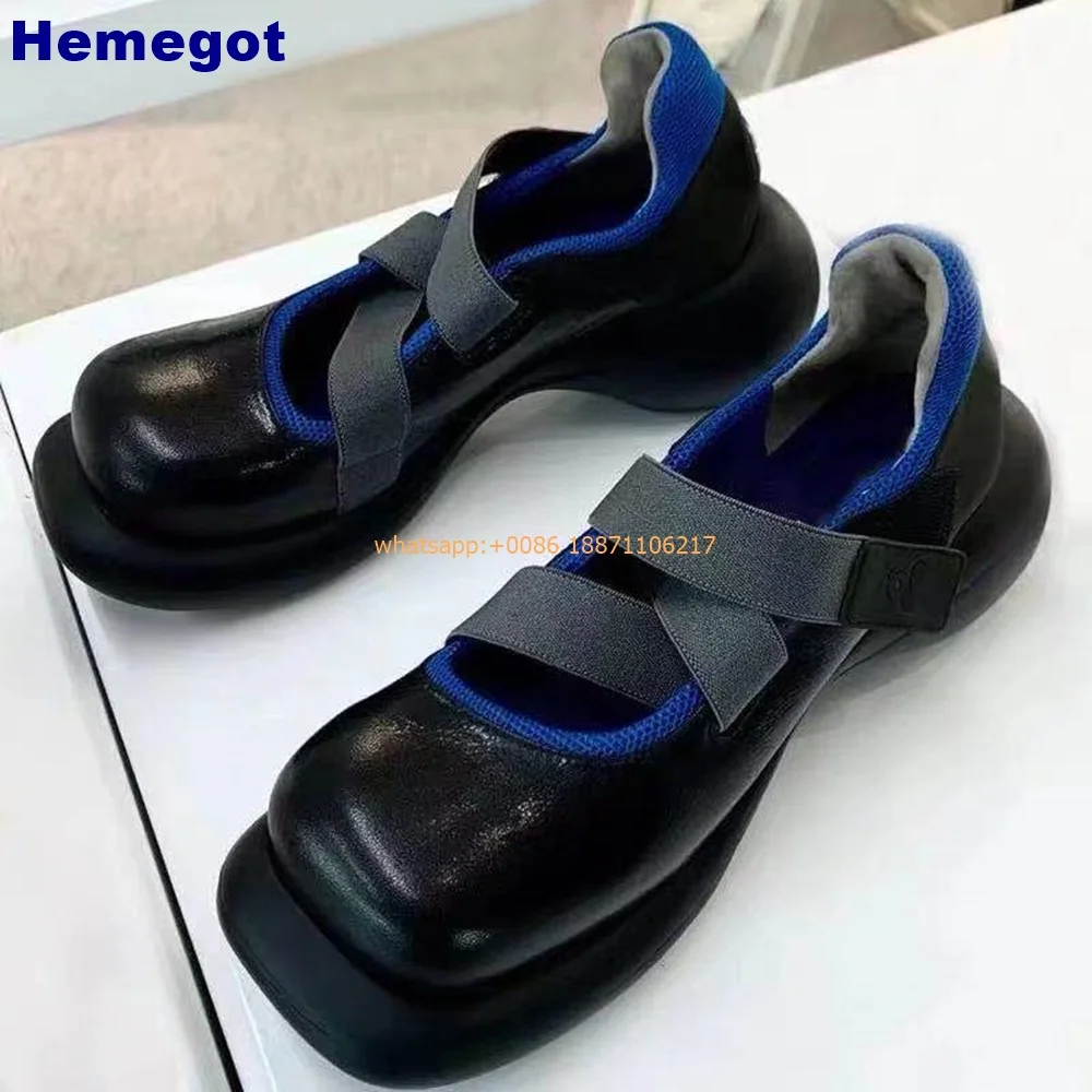 

Thick Sole Square Toe Mary Janes 2024 Spring New British Style Street Sports Casual Shoes Black Fashion Women's Leather Shoes