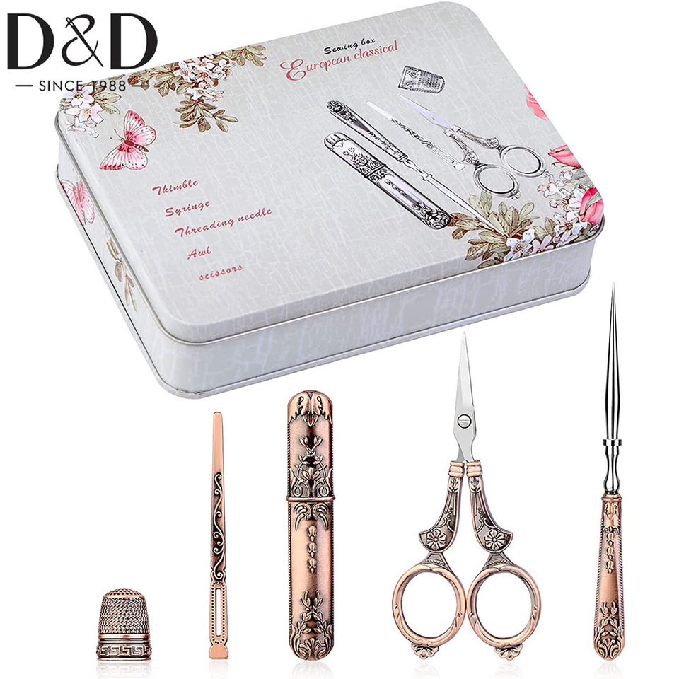  Embroidery Scissors Kit European Antique Vintage Sewing Kit Vintage Sewing Tools with Embroidery Scissors for Sewing Needlework 