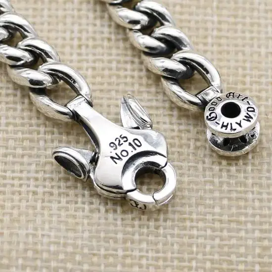 S925 sterling silver bracelet, personalized and domineering cherry blossom  Creative Jewelry Retro Smooth Chain Jewelry