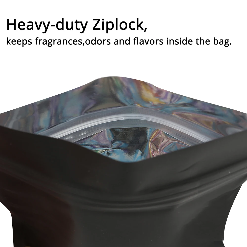 Zipper Lock Mylar Bag, Various Color 100pcs Smell Proof  Candies Snack  Storage Flat Aluminum Foil Packaging Ziplock Pouch