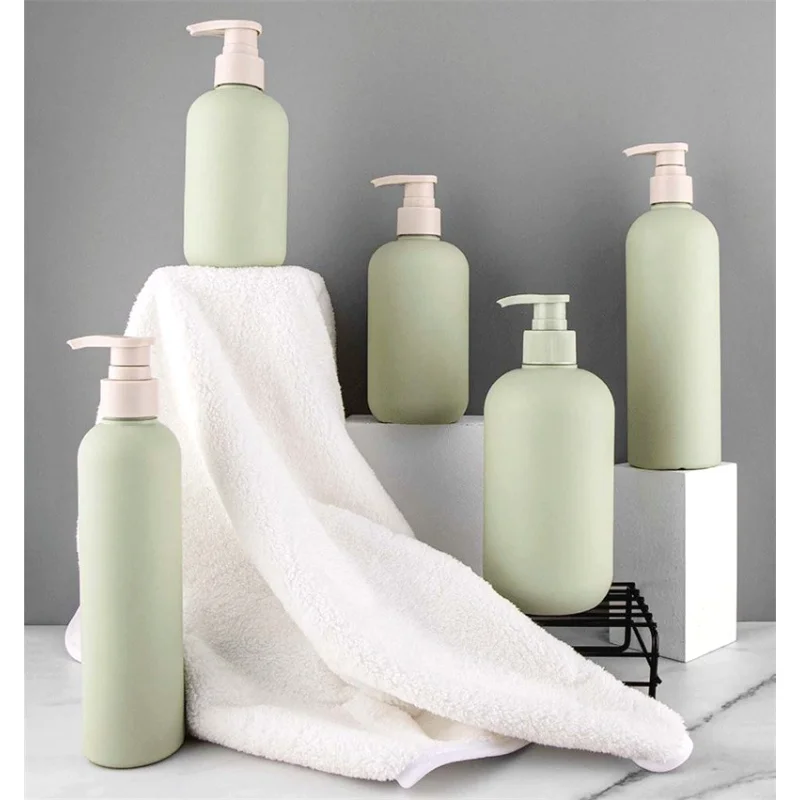 200/300/500ml Green Empty Plastic Pump Bottle for Liquid Lotion Shampoo Cosmetic Container with Pump Head Refillable Bottles