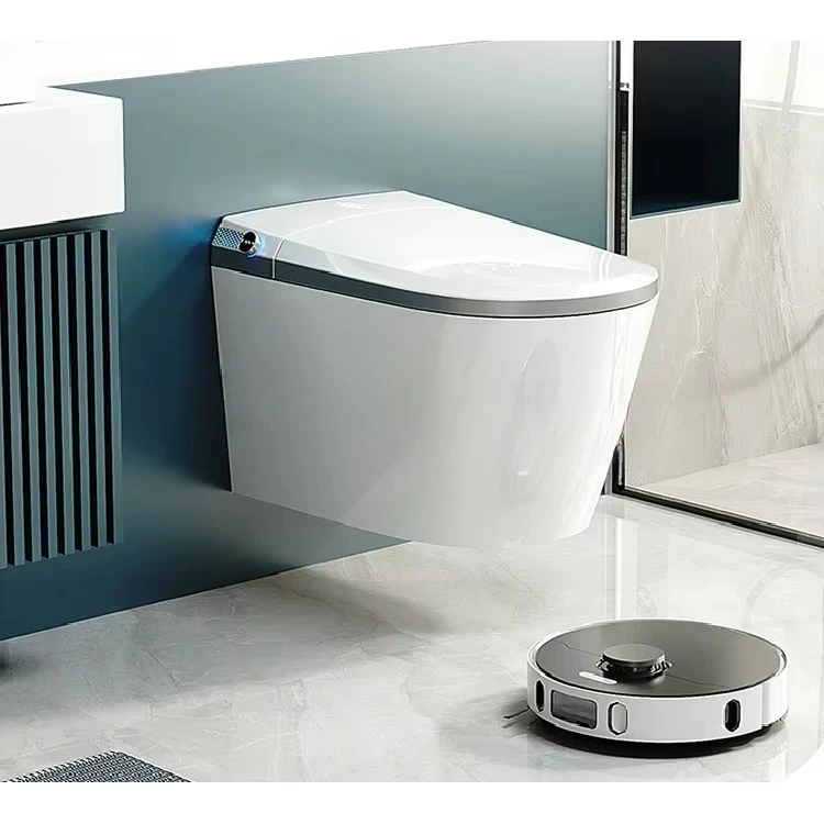 New Design Integrated Ceramic Cistern Wall Hung  Smart Automatic Toilet Without Water Pressure Requirement