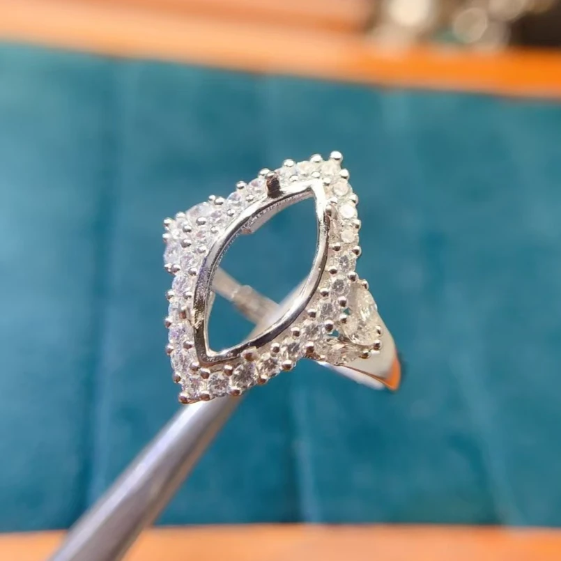 

Design Style 925 Silver Ring Setting for Jewelry DIY 7mm*14mm marquise cut gemstone Gold Plated silver Gemstone Ring Setting