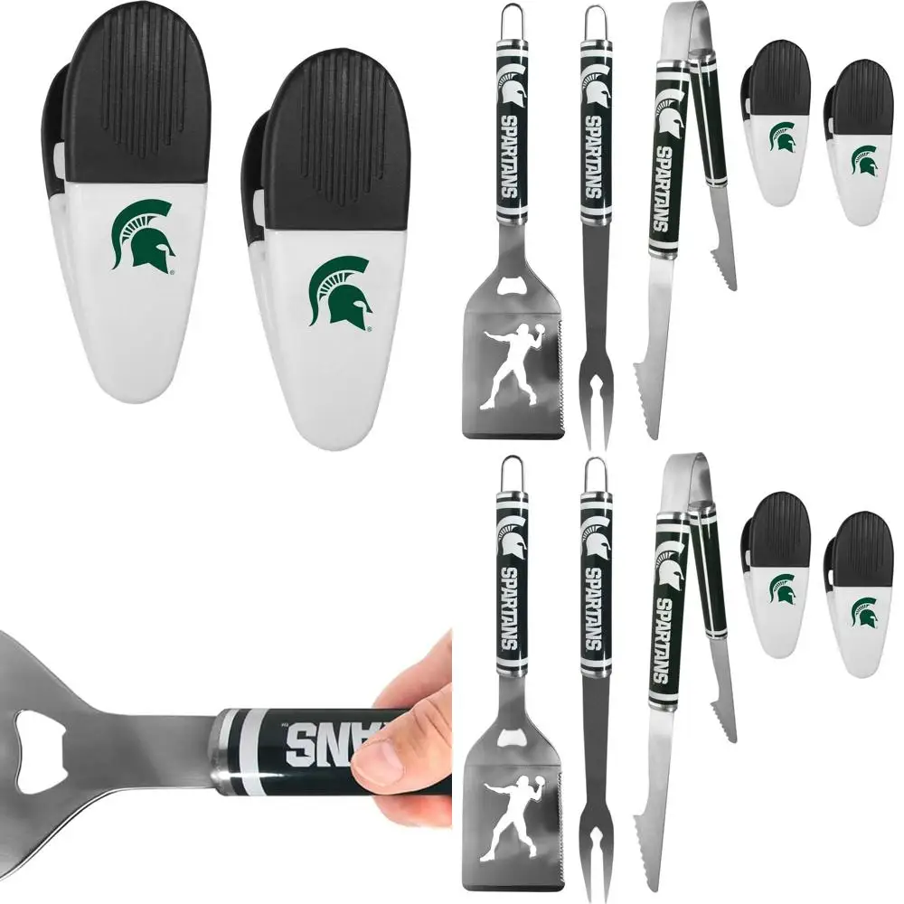 

Michigan State Spartans 3-Piece Steel BBQ Tool Set with Chip Clips, Team Color