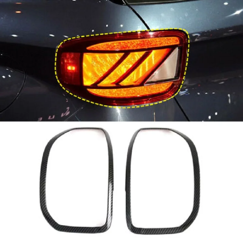 2PCS ABS Plastic Car Rear Tail  Lamp Cover Trim Chrome Carbon Fiber Taillight Decorative Covers Fit For Hyundai Venue 2019-2021