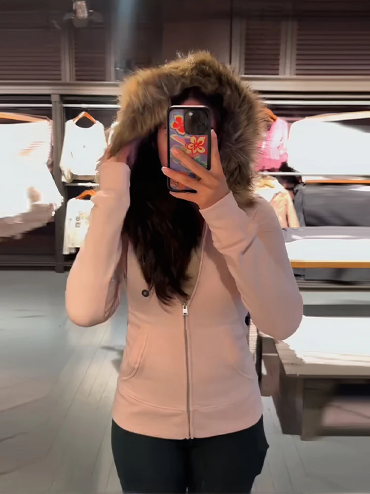 Cárdigan ajustado de piel sintética con capucha para mujer, abrigo elegante de punto con cremallera, abrigo de manga larga, Top para mujer, ropa nueva de otoño e invierno