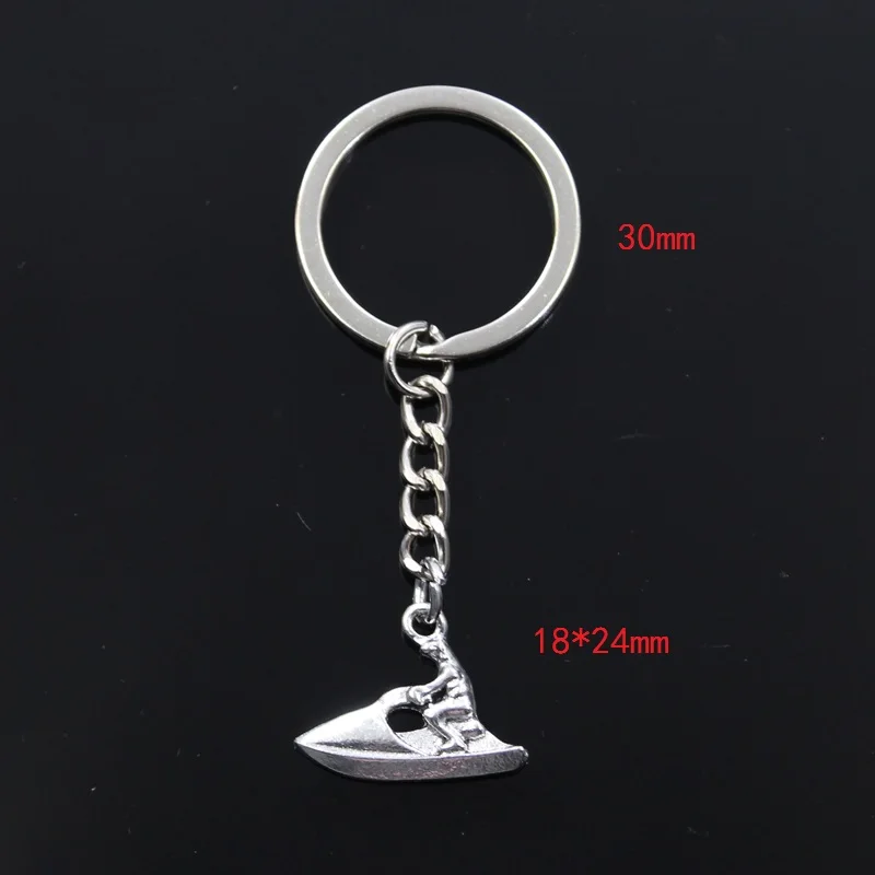 Fashion Keychain 18x24mm Motorboat Yacht Houseboat Silver Color Pendants DIY Men Car Key Chain Ring Holder Souvenir For Gift