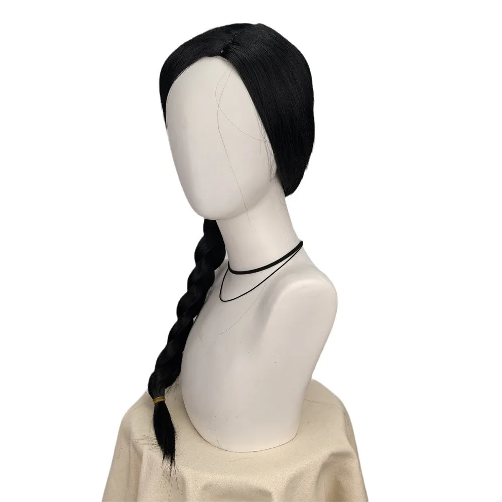 Elphaba تأثيري الباروكات للنساء أسود طويل مضفر الأسود الشريرة تأثيري الباروكات مقاومة للحرارة الاصطناعية هالوين زي الطرف