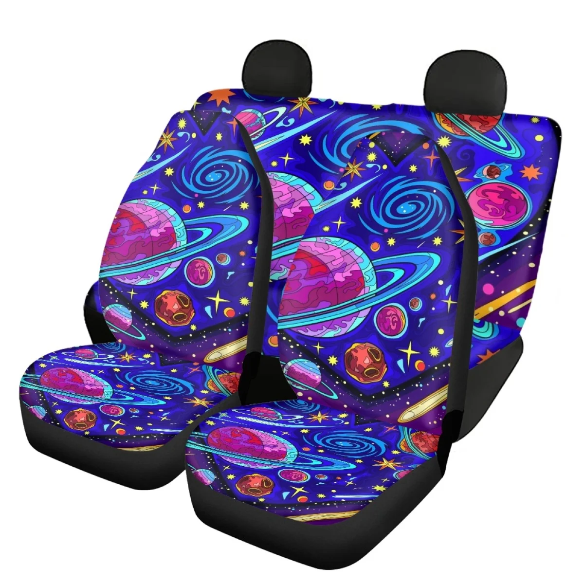 3D Printing Fantasy Universe Galaxy Full Set Car Seat Covers Fit Most Vehicle Pattern Seat Cover Front and Back Seat Breathabe