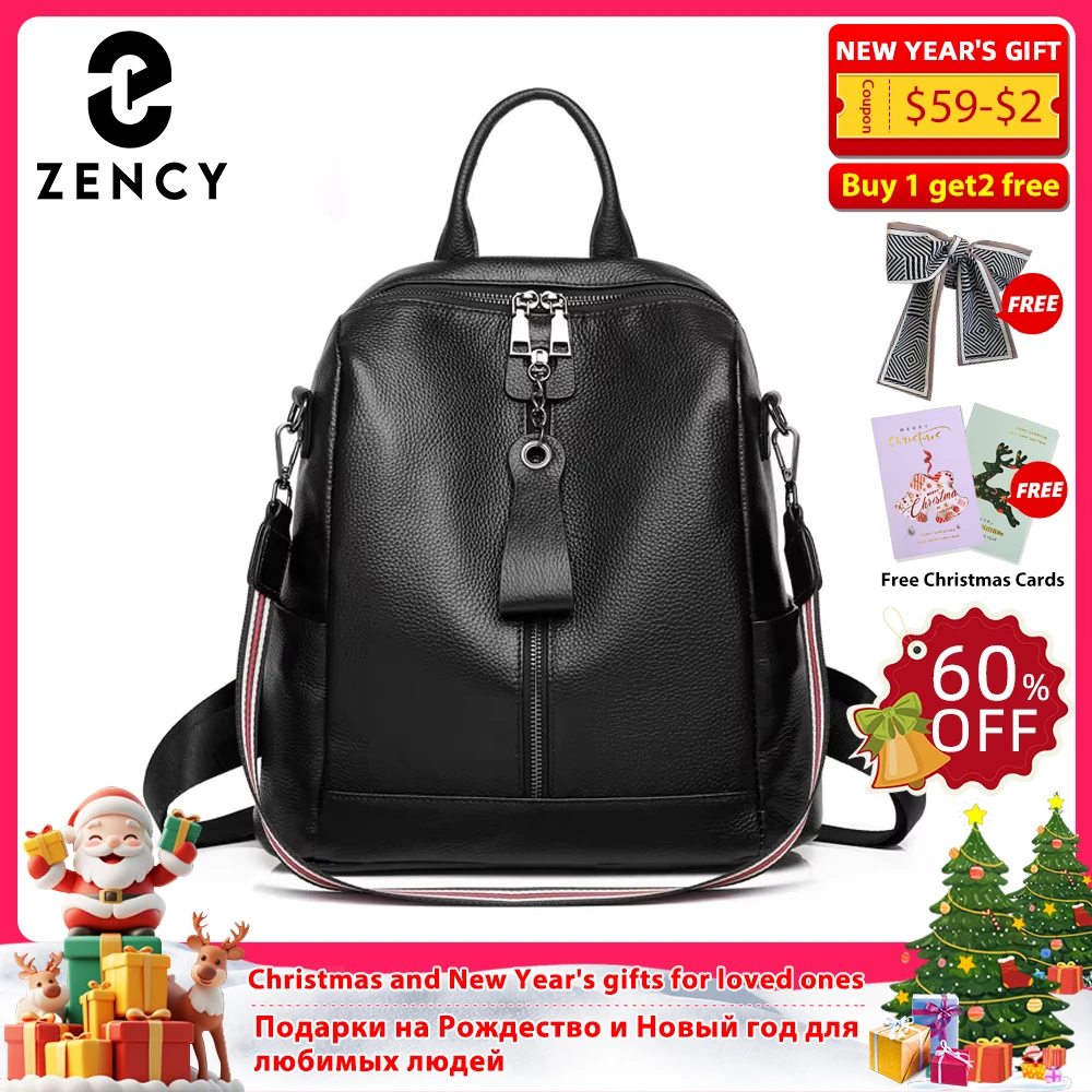 

Zency Soft Genuine Leather Backpack Simple Casual Large Capacity Women's Knapsack Travel Outdoor Female Rucksack Shoulder Bag
