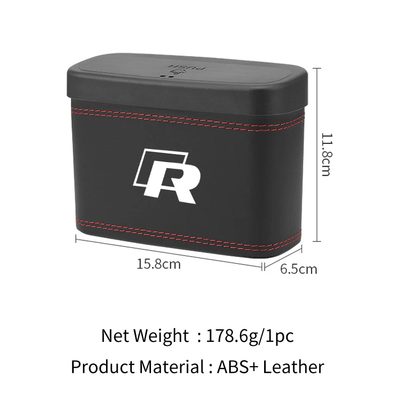 Car Push-Button Style Square Leather Multi Functional Organizer Box Trash Can For VW R Jetta Beetle Polo Tiguan Sharan Touran