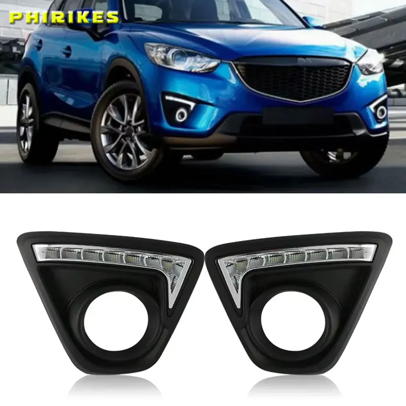 

Светодиодные DRL дневные ходовые огни, противотуманные фары, 12 В, автомобильные ходовые огни для Mazda CX5 CX-5 2012-2016