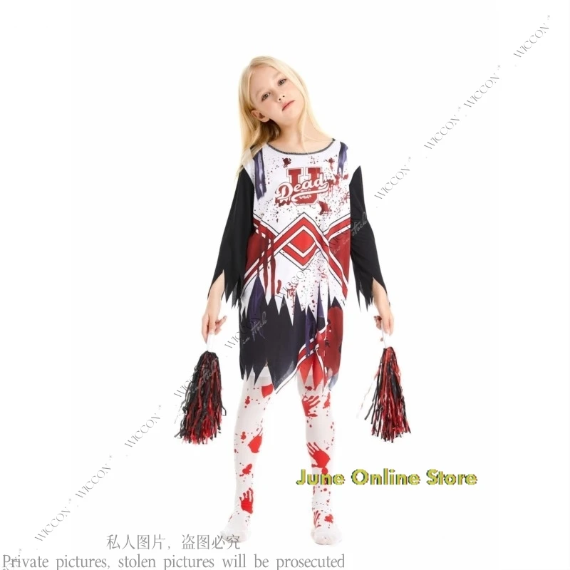 

Cheerleaders Zombie Costume Girl Horror Cheerleading Party Dress Children Halloween Carnival Festivals Carnival Role Play