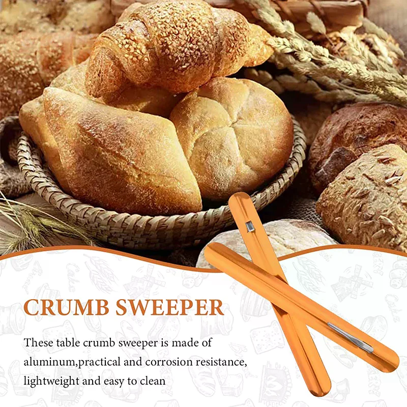 /TPz/Crumb Cleaner Baking Tool Crumb Sweepers Stainless Steel Golden Durable Portable Crumb Scraper Kitchen Restaurant Bread