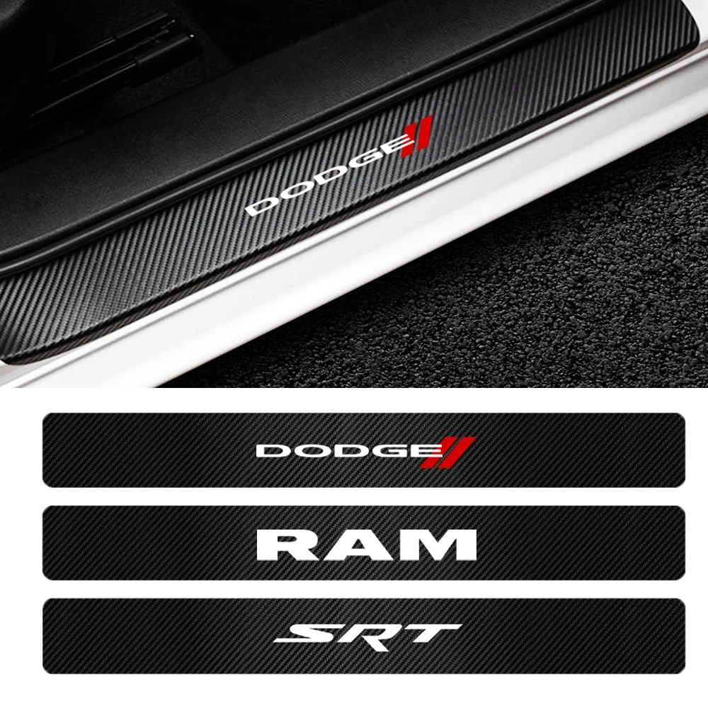 4 Peças de Adesivos Protetores de Fibra de Carbono para Soleira de Porta de Carro para Dodge Durango Dakota SXT Nitro Ram SRT Charger