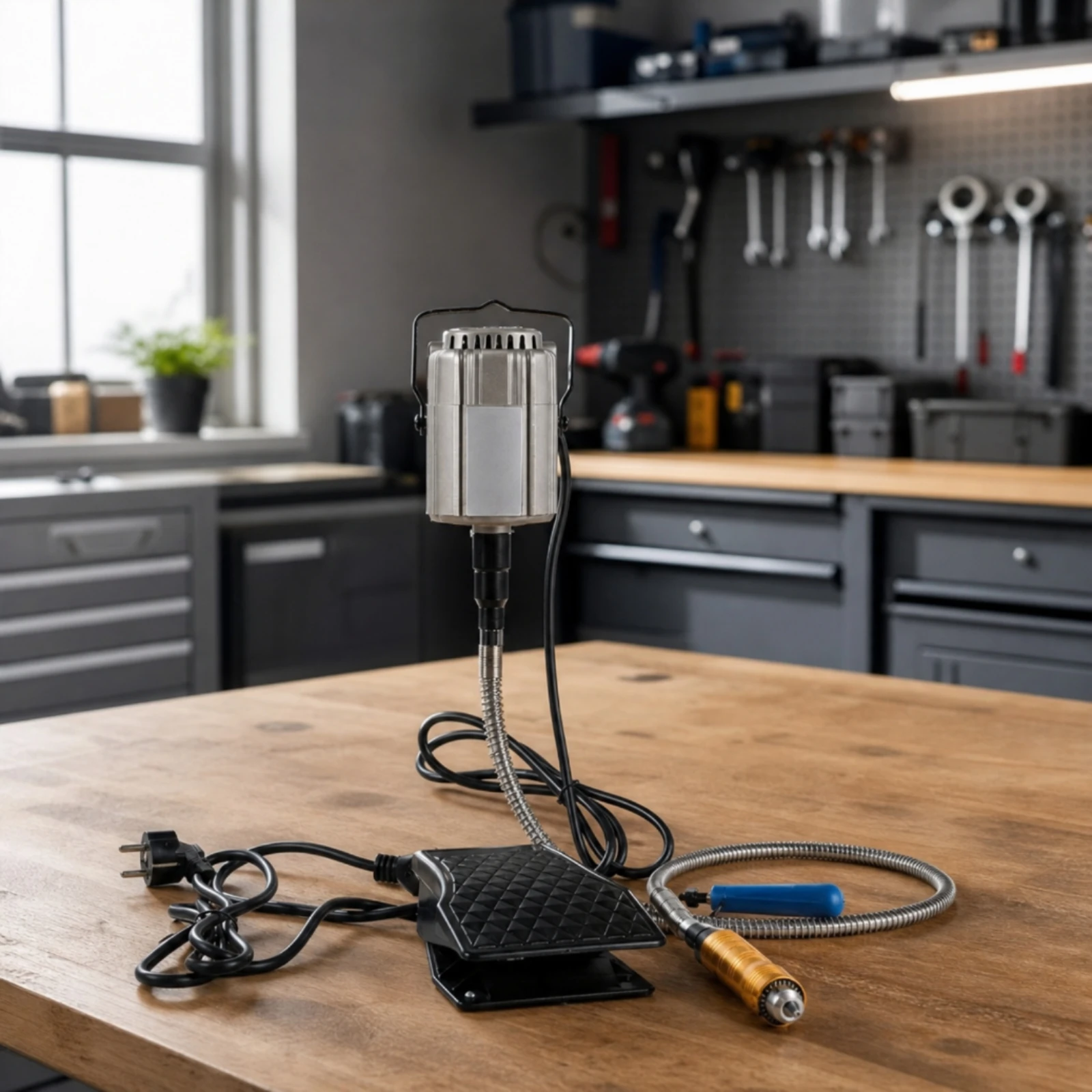 Hanging Grinder with Foot Pedal High Power Flexible-Shaft Hanging Grinder Flex Shaft Rotary Tool Versatile for Stone Carvers