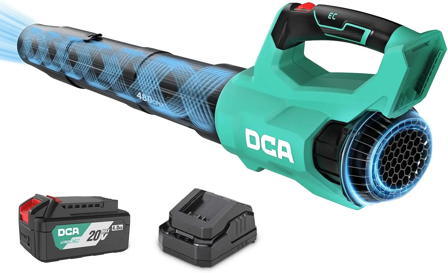 

Cordless Leaf Blower 20V Brushless, 480 CFM Variable Speed, 120MPH Turbo, 4.0Ah Battery & Charger, Lightweight for Patio Snow Leaves