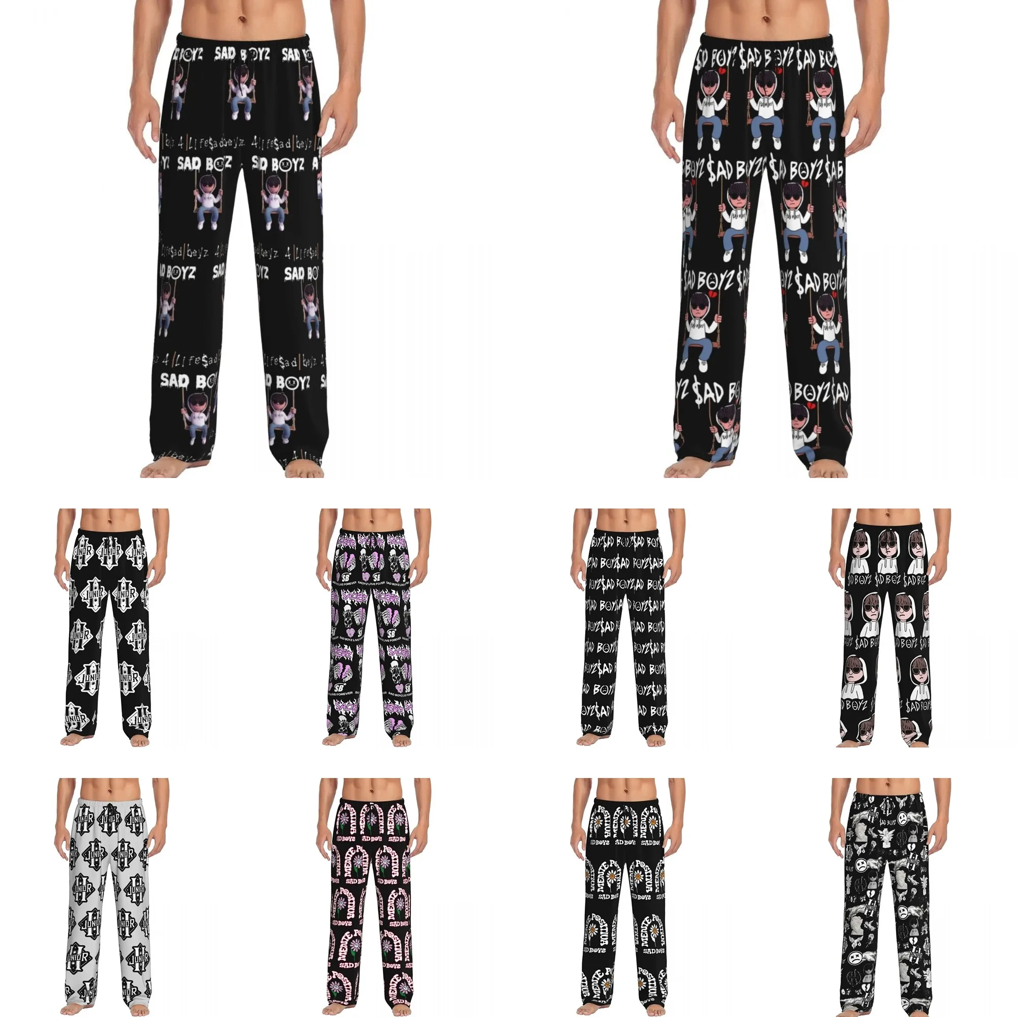 Custom Printed Men J-Juniors H Merch Sad Boyz Art Print Singer Pajama Pants Sleepwear Sleep Lounge Bottoms with Pockets