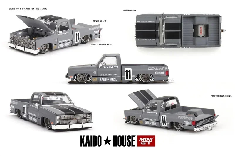 

TSM - Kaido House x Mini gt 1:64 Pickup Truck Silverado V2 Gray Metal Model Car