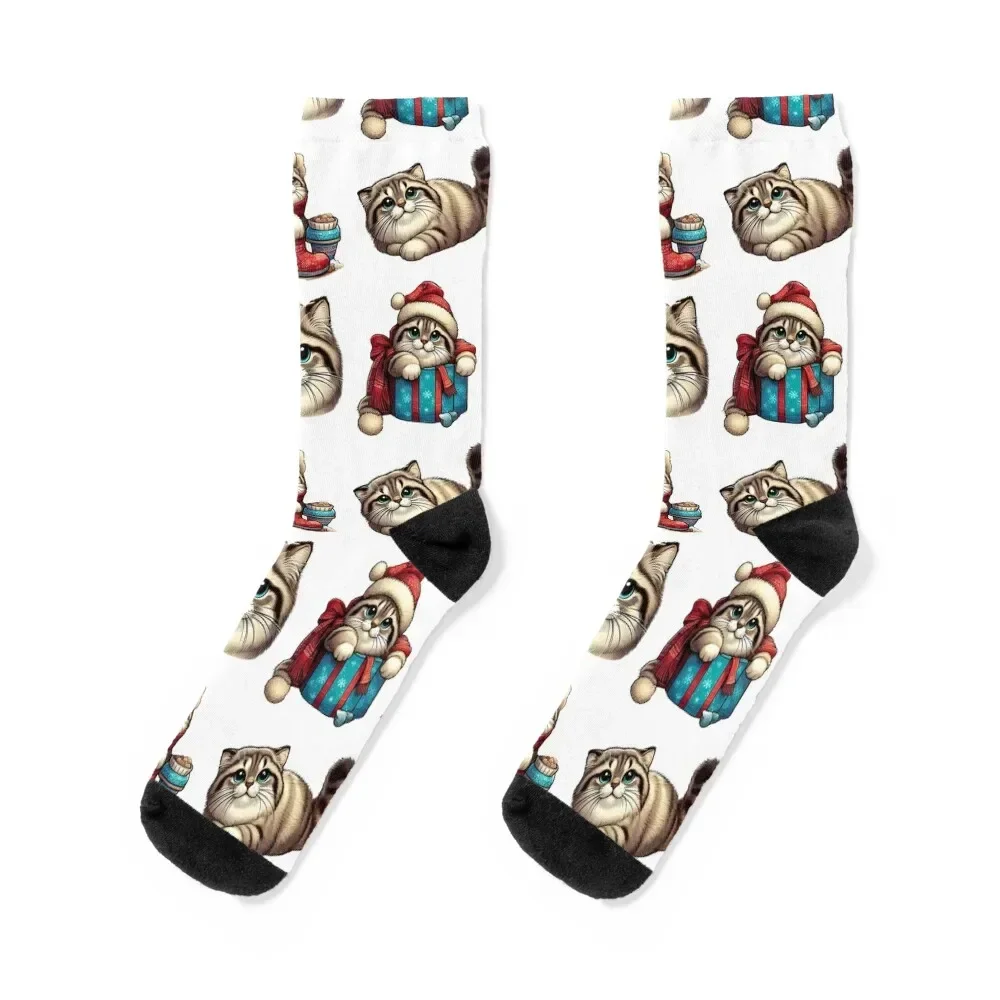 

Christmas Pallas Cats Pattern #1 Socks New year's funny gift anti slip football happy Socks Women's Men's