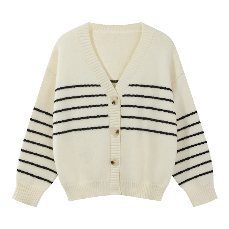 

Varsity Striped Cardigan Women Long Sleeve V-neck Button-up Sweater Jacket Cozy Knitwear Autumn Winter Casual Suéter Ligero