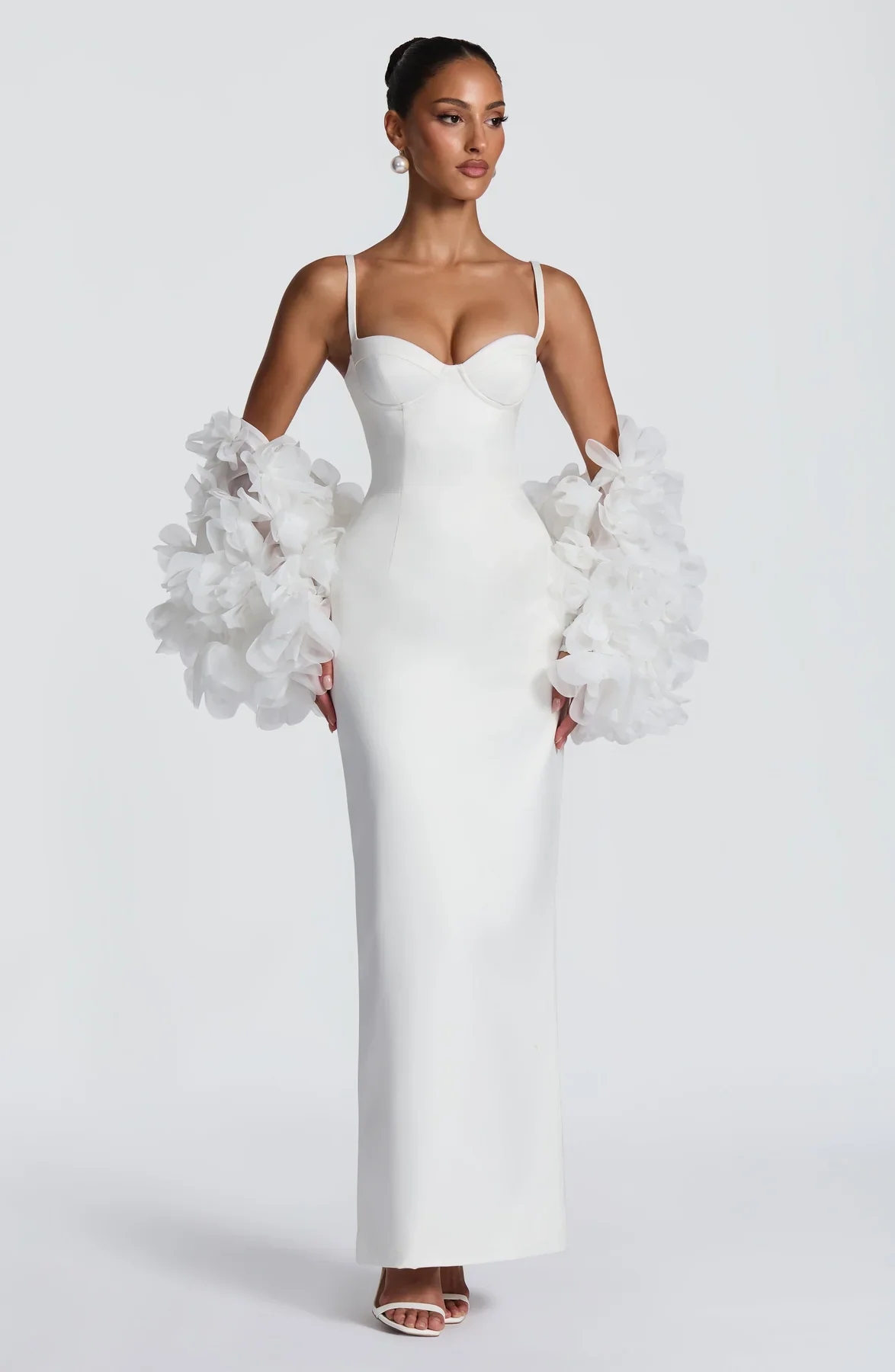 

Customized Simple white Low Cut wedding Dress Sleeveless High Waisted Cincher Spaghetti Strap Evening Party Cocktail Vestidos
