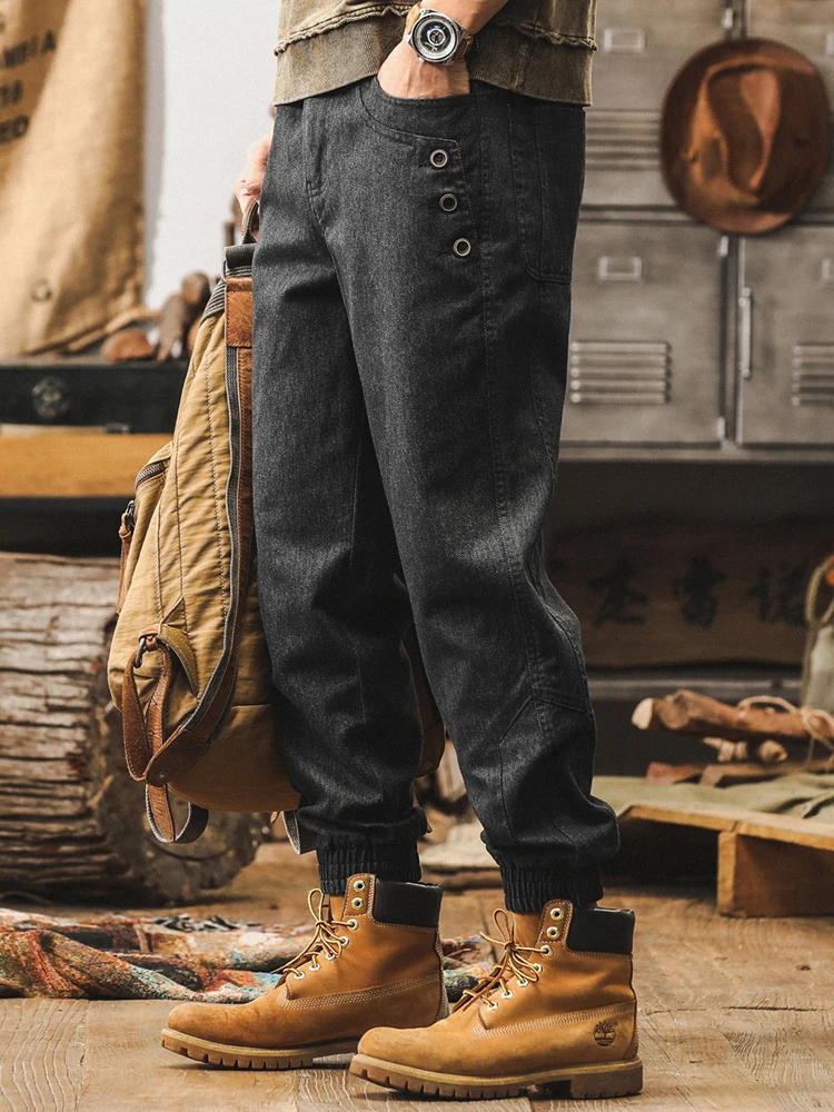 

Retro American Waed Denim Pants Men's Casual Trousers Autumn New Faion Brand Fce-lined Cuffed Loose Fit Workwear